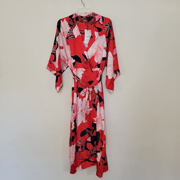 Zara Red Floral Midi Dress - Picture 2 of 7